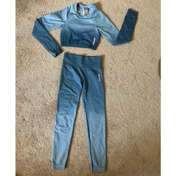 Gymshark ombre blue workout set, size XS - Picture 1 of 6